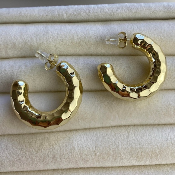 Hoop Earrings 14k Gold Plated Luxury Jewelry - Picture 2 of 12